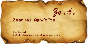 Zsarnai Agnéta névjegykártya